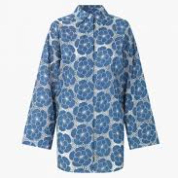 Samsoe oversized Jimea button-down denim embroidered top, sz. XS/S - Picture 4 of 5